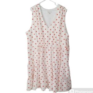 NWT Bleecker 126 Tangerine Ivory Polka Dot Sleeveless Ruffle Dress Size 24W